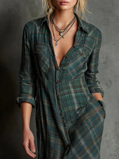 Kerensa - Plaid Shirt Maxi Dress