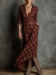 Kerensa - Plaid Shirt Maxi Dress