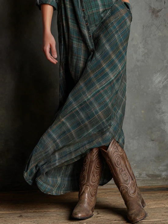 Kerensa - Plaid Shirt Maxi Dress