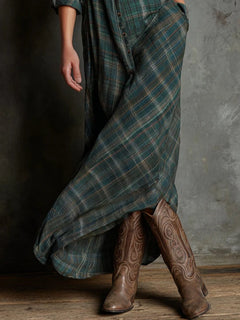 Kerensa - Plaid Shirt Maxi Dress