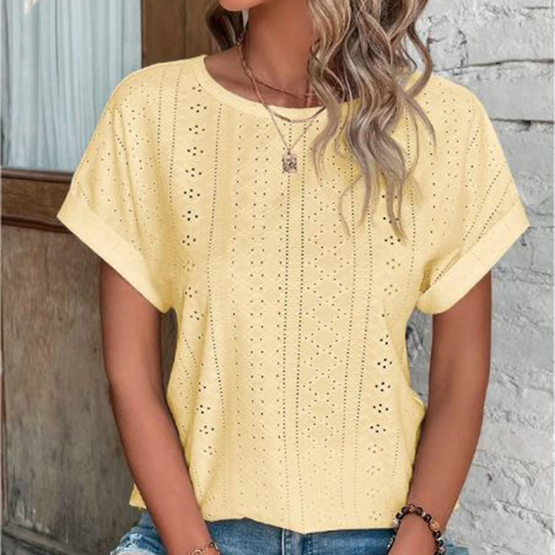Constance - Eyelet Cap Sleeve Top — Yellow