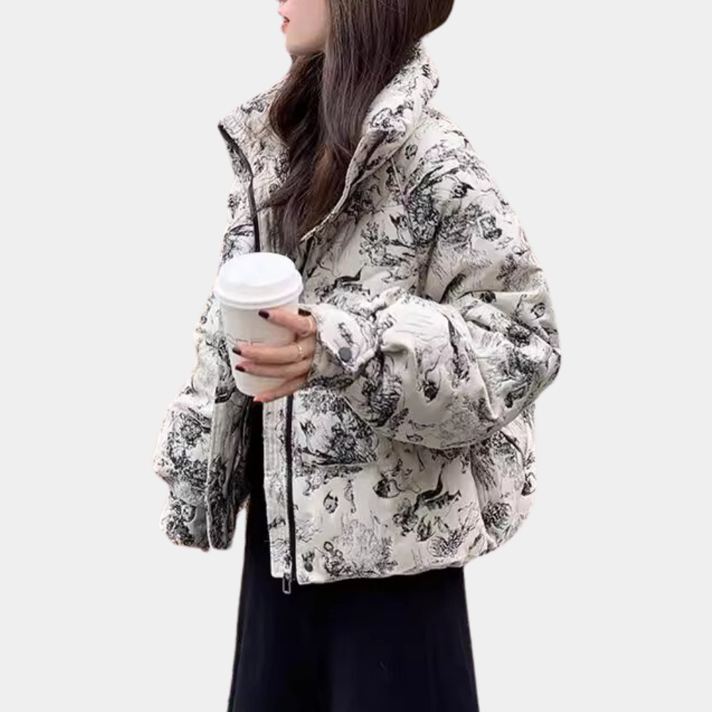 Virginia - Quilted Jacket with Toile Print