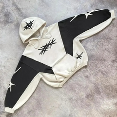 Blythe - Star Print Hoodie — Black and white
