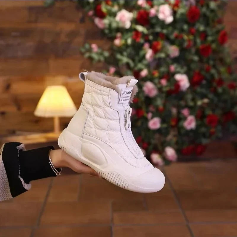 Addison - Padded Zip Snow Boots — Beige