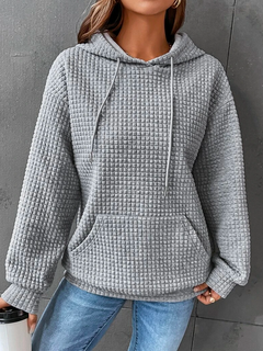 Evelyn - Waffle Hoodie with Pocket — Grey