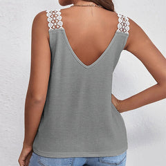 Samantha - Waffle Tank with Lace Back