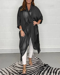 Magnolia - Draped Long Kimono — Black