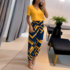 Stella - Top and Printed Trouser Set — Yellow