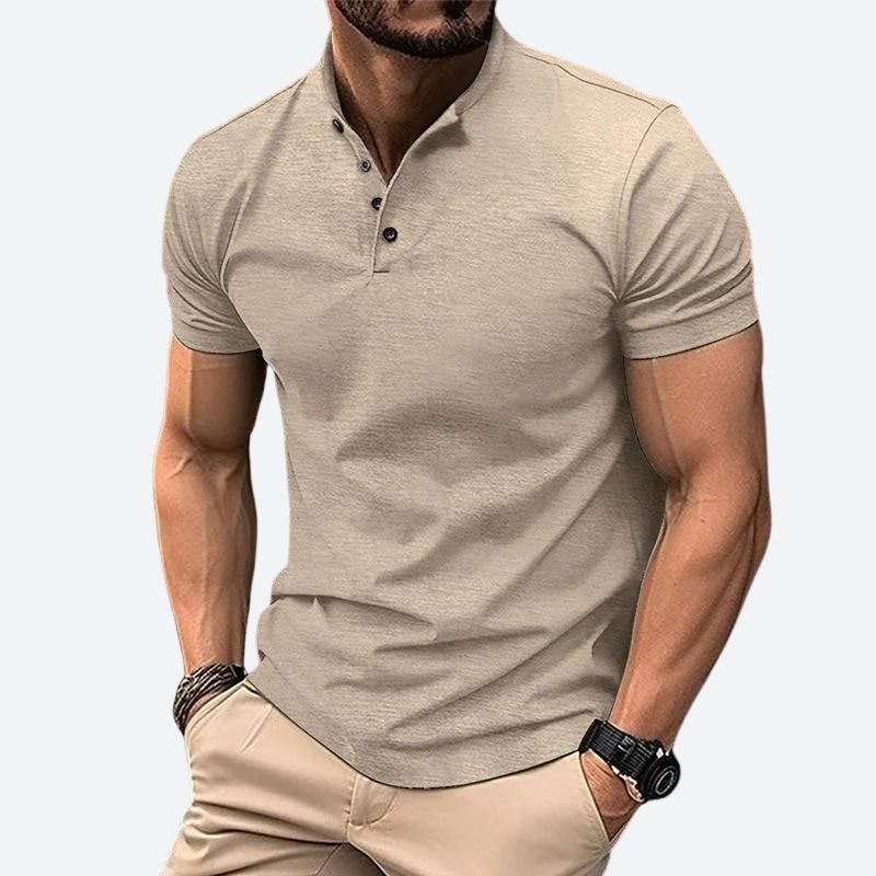 Campbell - Stand Collar Polo — Khaki