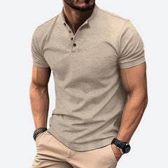 Campbell - Stand Collar Polo — Khaki