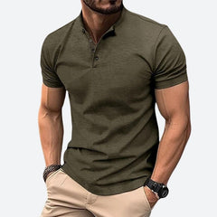 Campbell - Stand Collar Polo — Army green