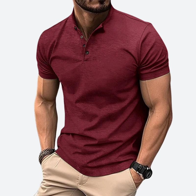 Campbell - Stand Collar Polo — Burgundian