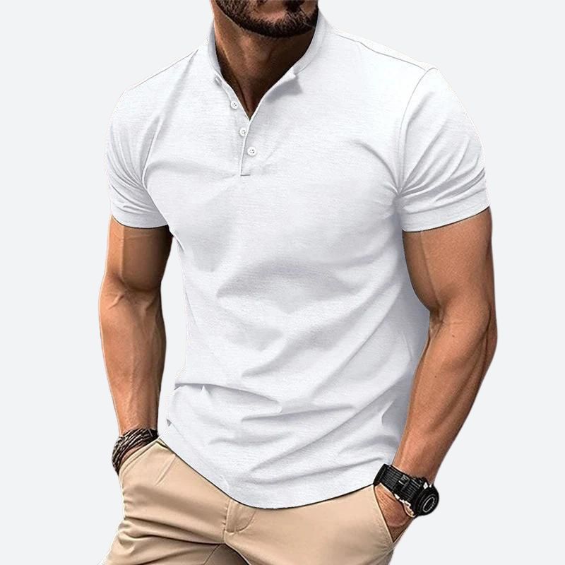 Campbell - Stand Collar Polo — White