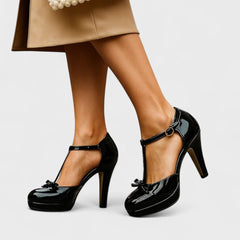 Thomasina - Bow T-Bar Platform Heels