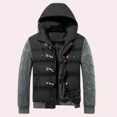 Zane - Hooded Puffer with Contrast Sleeves — Black
