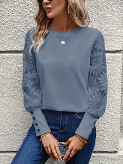 Annabelle - Top with Lace Sleeves — Blue - SOLD OUT