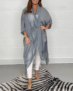 Magnolia - Draped Long Kimono — Grey