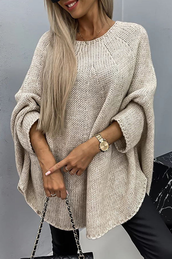 Nadia - Oversized Poncho Jumper — Beige