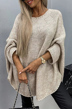 Nadia - Oversized Poncho Jumper — Beige