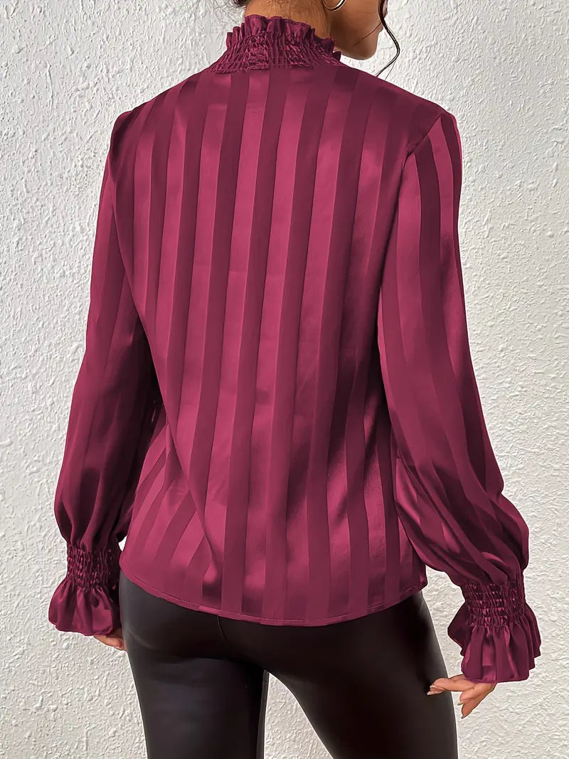 Charmaine - High Neck Stripe Blouse