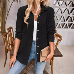 Aria - Textured Button Shirt — Black