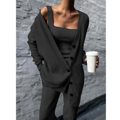 Caitlin - Knit Three Piece Set — black