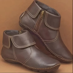 Matilde - Velcro Strap Ankle Boots — Brown
