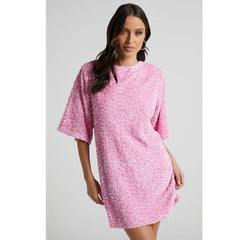 Isabella - Sequin Shift Dress — Pink
