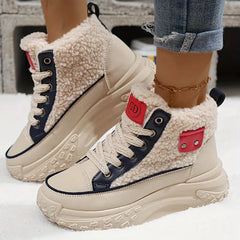 Margaret - Shearling High Top Sneakers — Navy blue