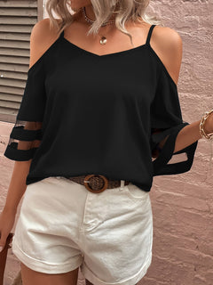 Simone - Cold Shoulder Top with Cutouts — Black