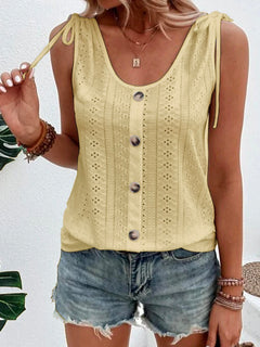 Erica - Eyelet Button Tank Top — Yellow