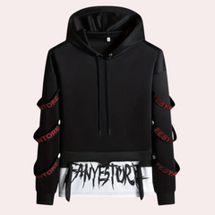 Fraser - Graphic Sleeve Hoodie — Black