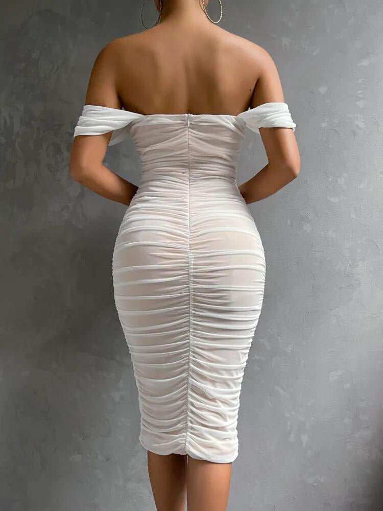 Rhiannon - Off Shoulder Ruched Midi