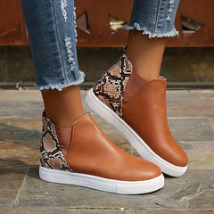 Madeleine - Boots with Snake Print Panel