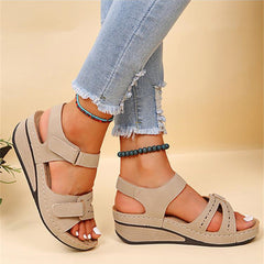 Coralie - Platform Sport Sandals — Beige