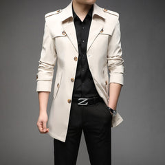 Quentin - Double Breasted Trench Coat — Beige White