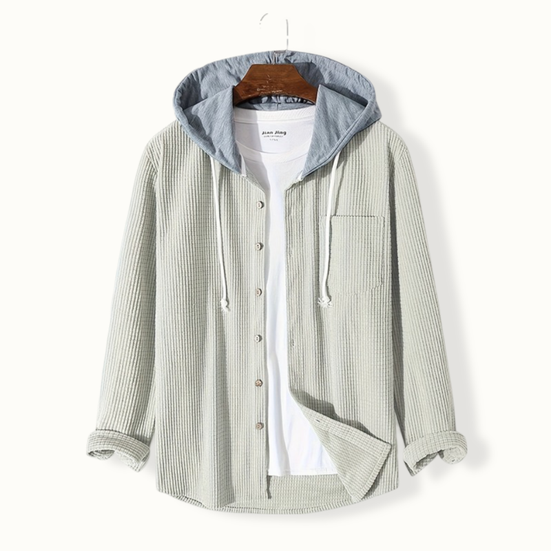 Clarissa - Waffle Hooded Overshirt — Beige