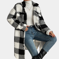 Octavia - Check Shacket with Buttons — Black