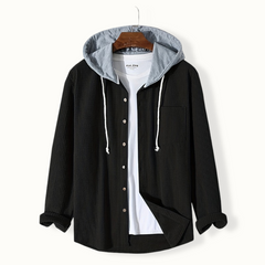 Clarissa - Waffle Hooded Overshirt — Black