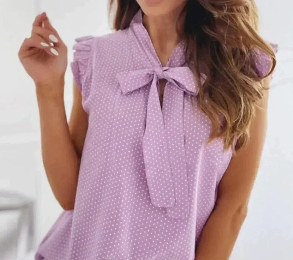 Genevieve - Sleeveless Blouse with Bow — Purple