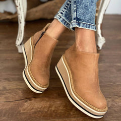Constance - Platform Zip Ankle Boots — Beige