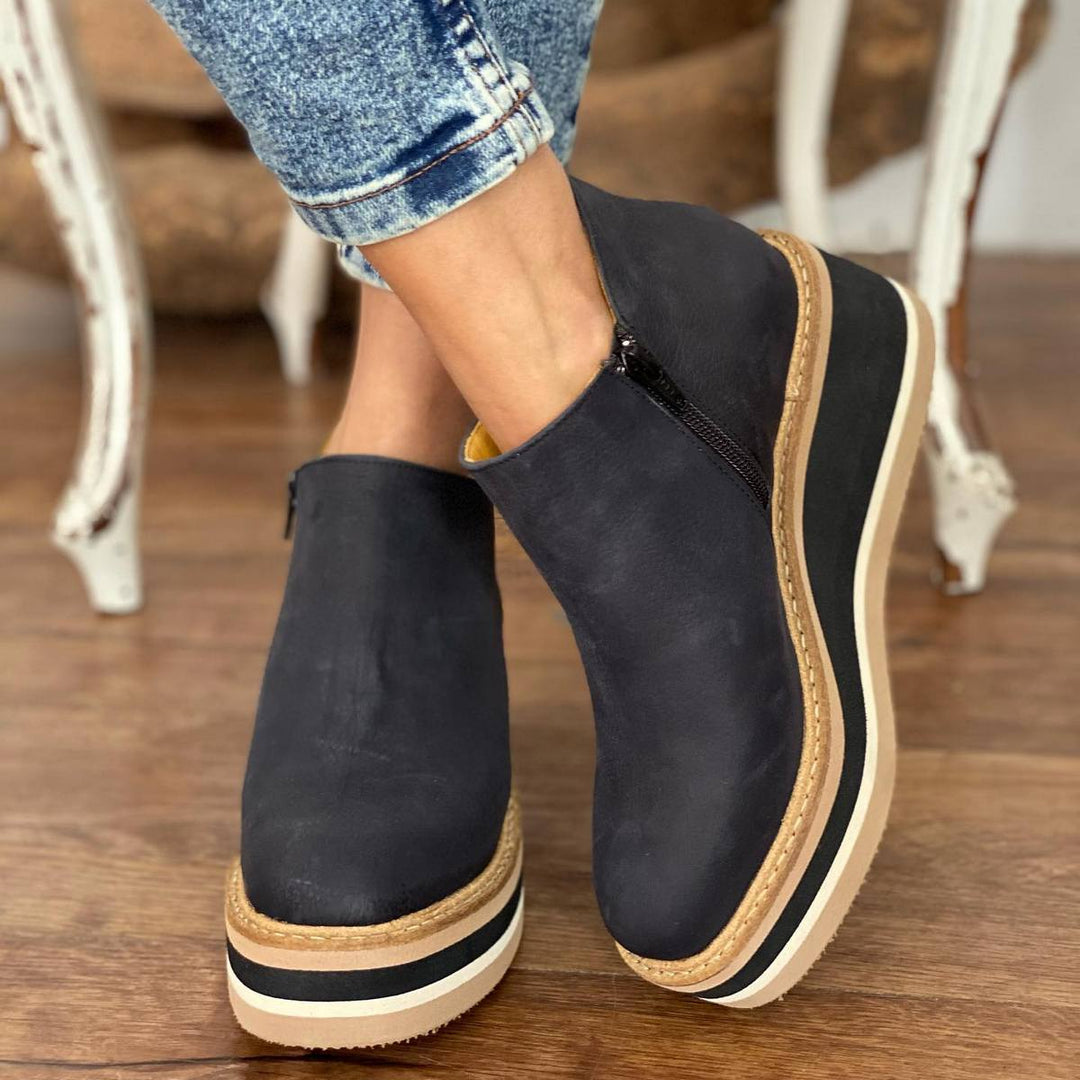 Constance - Platform Zip Ankle Boots — Black