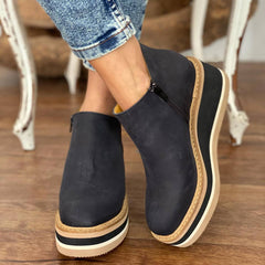 Constance - Platform Zip Ankle Boots — Black