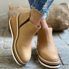 Constance - Platform Zip Ankle Boots — Cream
