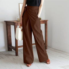 Constance - Linen Wrap Waist Trousers — Brown