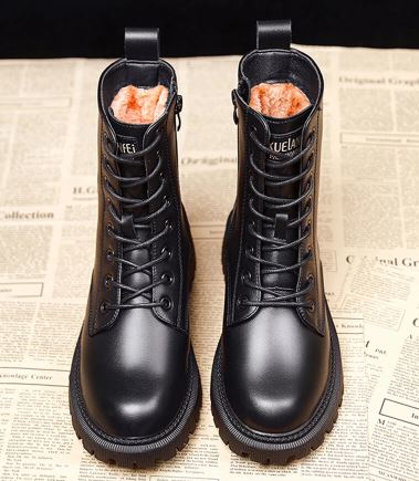Gillian - Waterproof Lace up Boots — Black plush