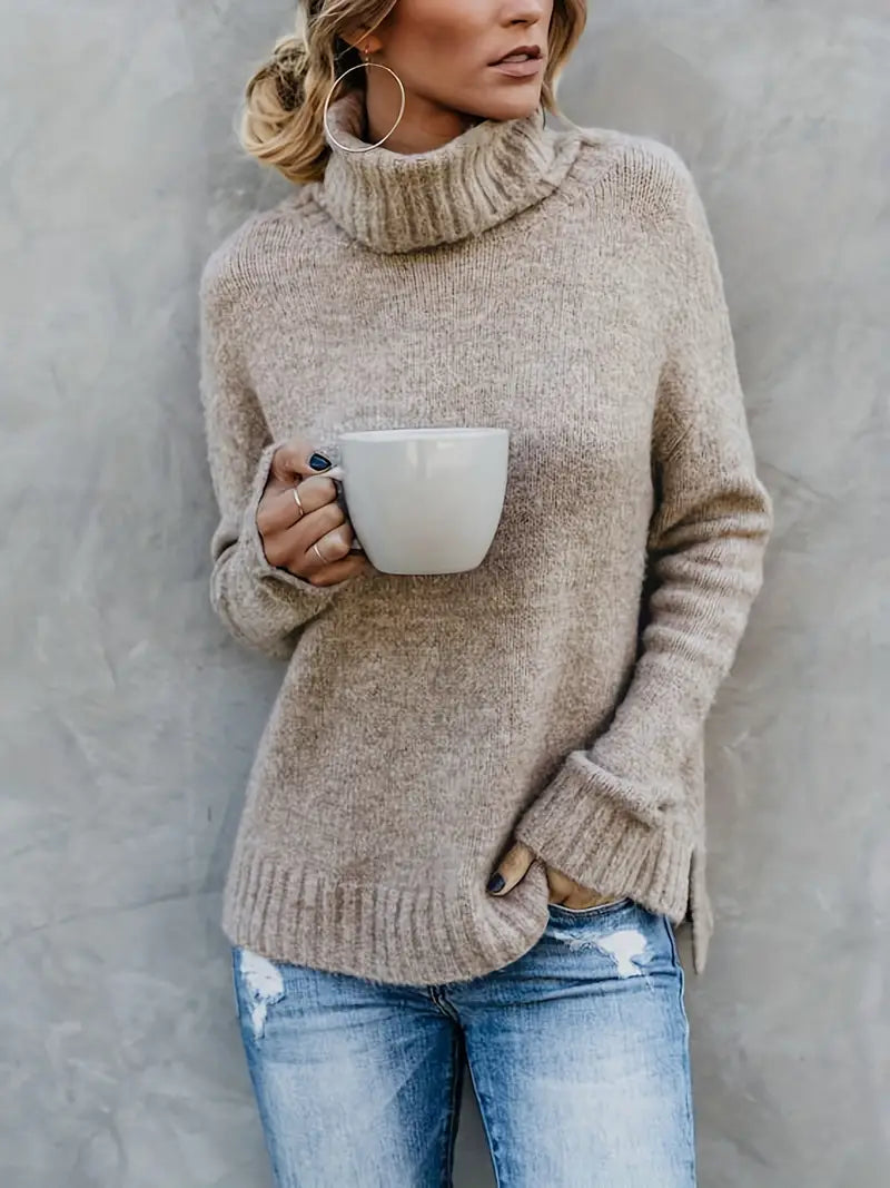 Clara - Chunky Knit Turtleneck — Brown