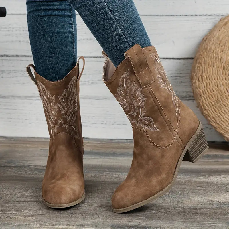 Natalie - Western Boots with Stitching