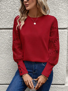 Annabelle - Top with Lace Sleeves — Red - SOLD OUT