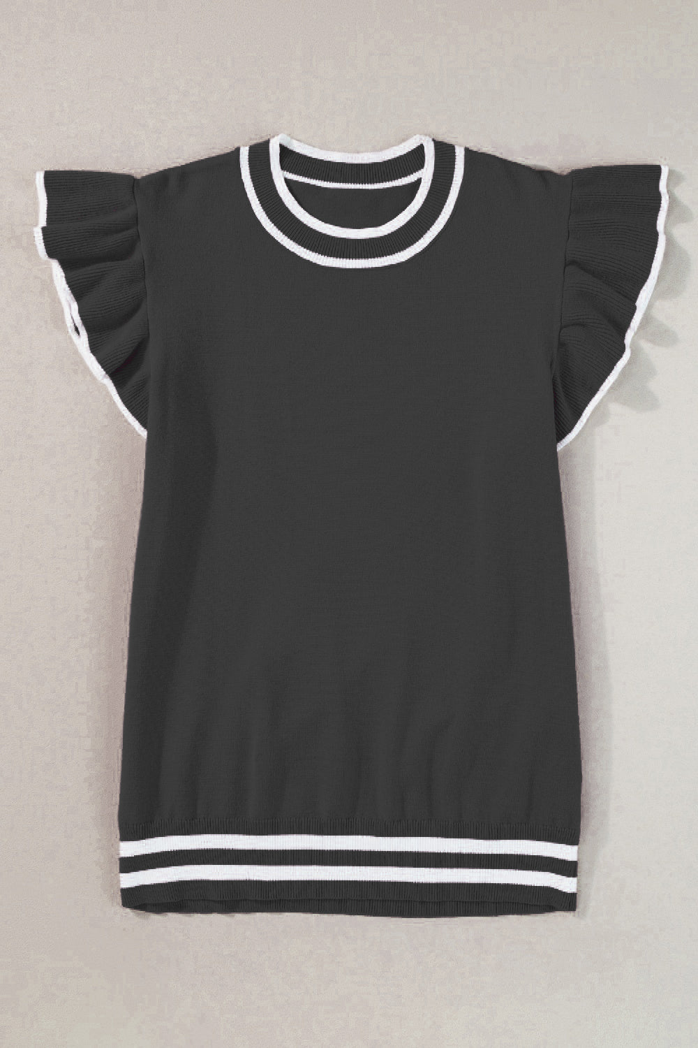 Wilhelmina - Knit Top with Contrast Trim — Black